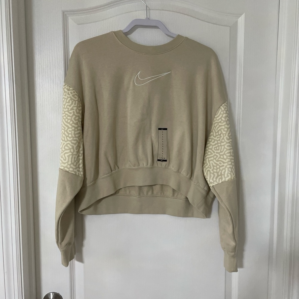 Nike Beige Sweatshirt with Patterned Sleeves